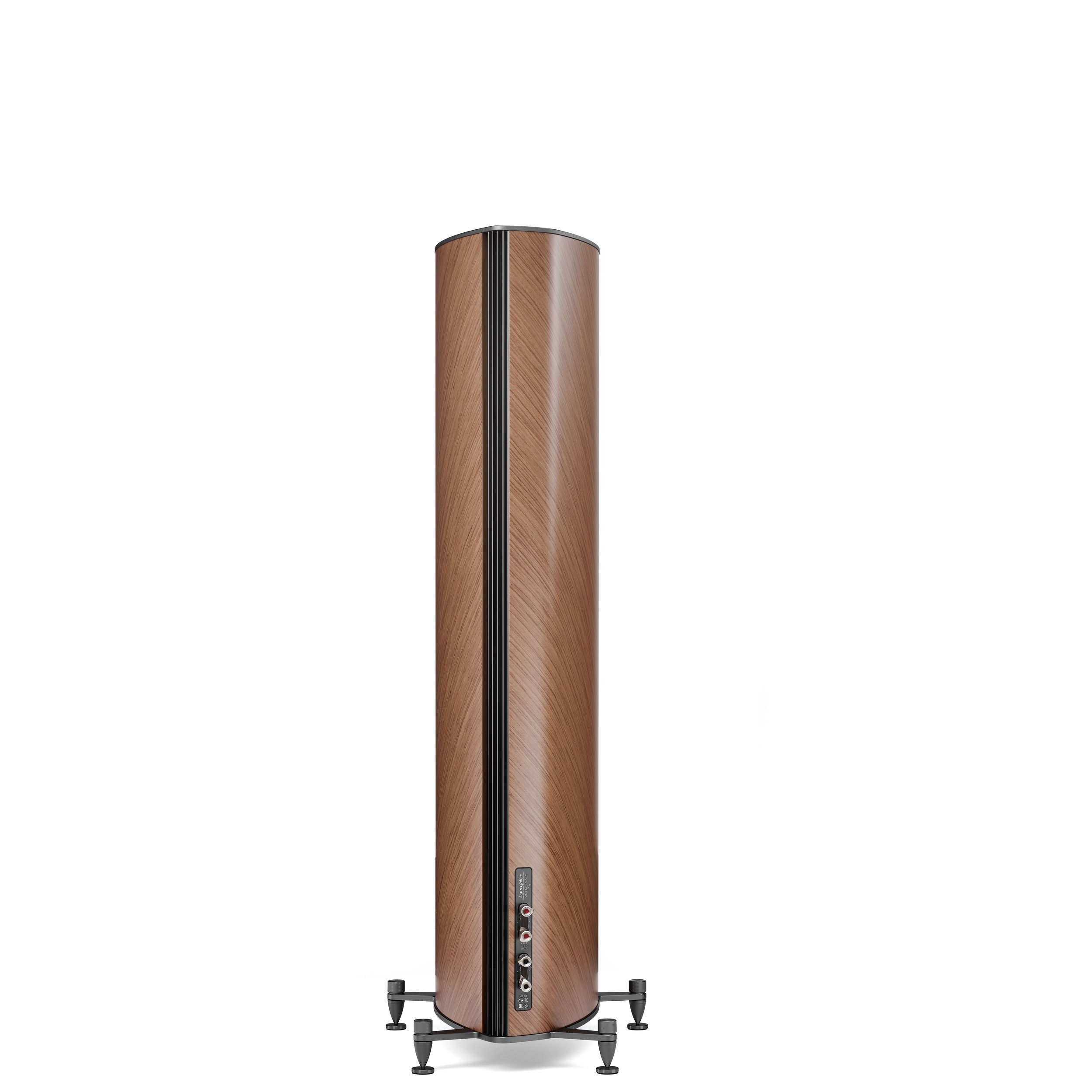 Back view of the Sonus faber Olympica III G3 showing Stealth Ultraflex port and speaker connectors.