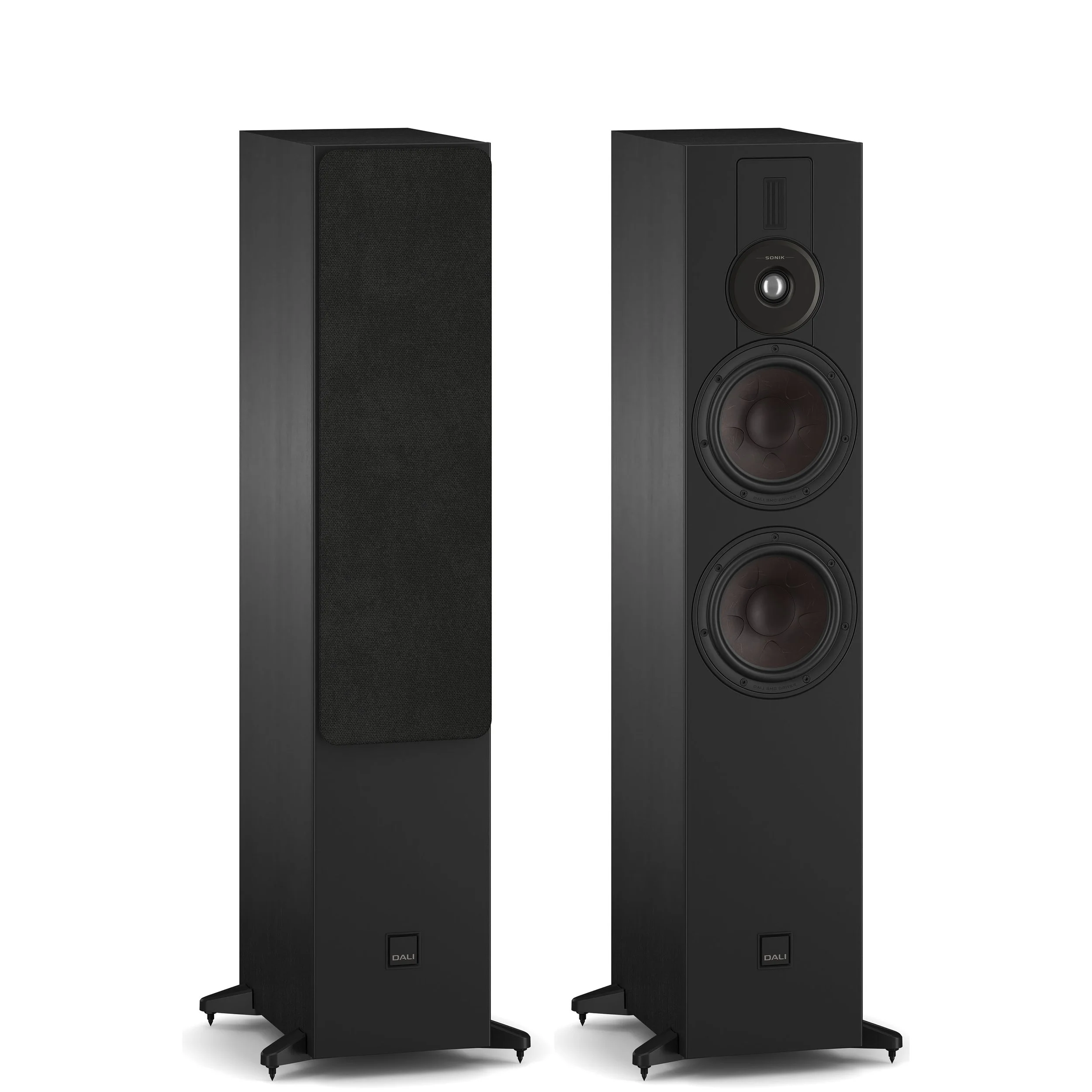 DALI Sonik 7 floorstanding speaker with hybrid planar/dome tweeter shown in black ash.