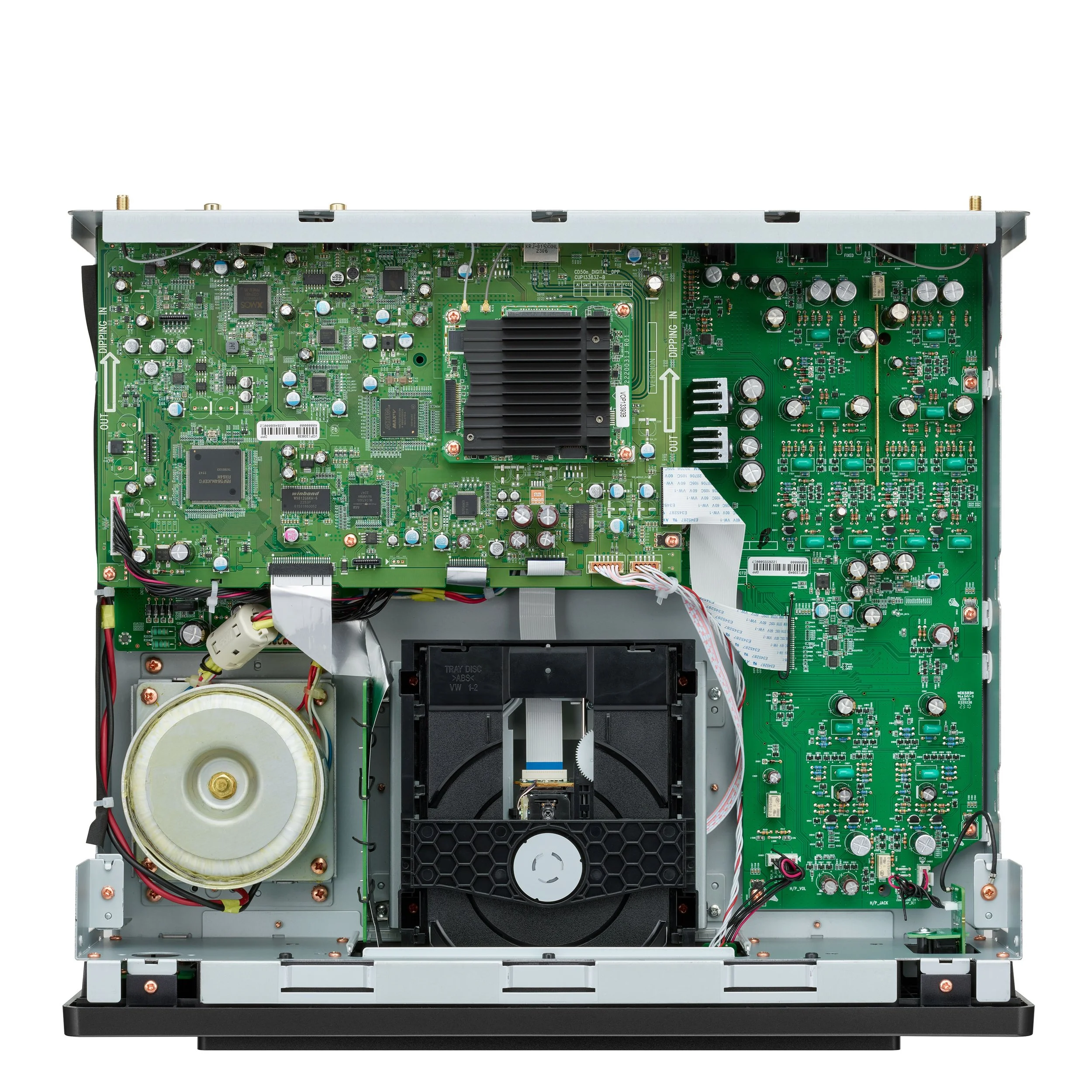 Inside view of the Marantz CD 50n streaming CD player.