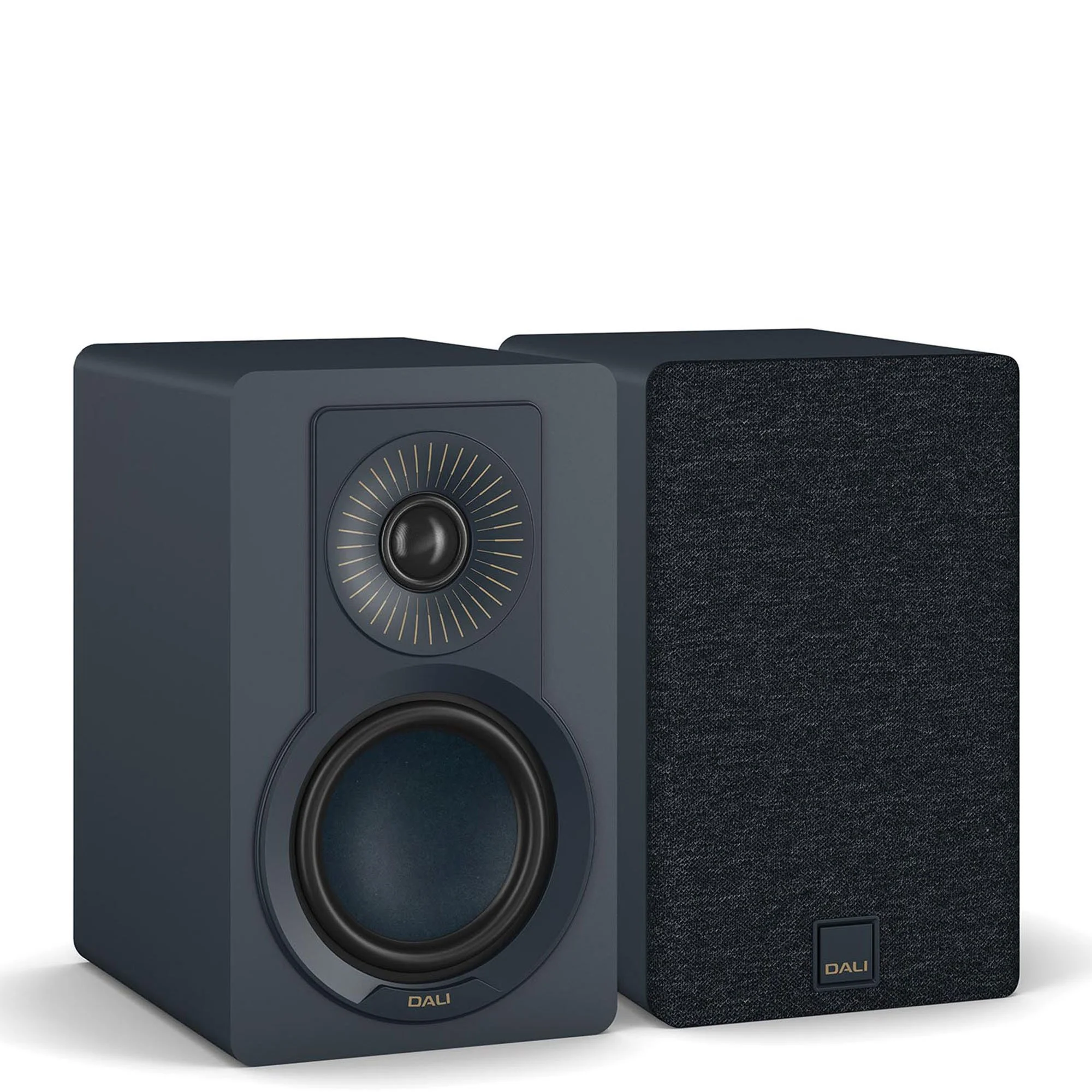 DALI Kupid ultra-compact speaker shown in chilly blue.