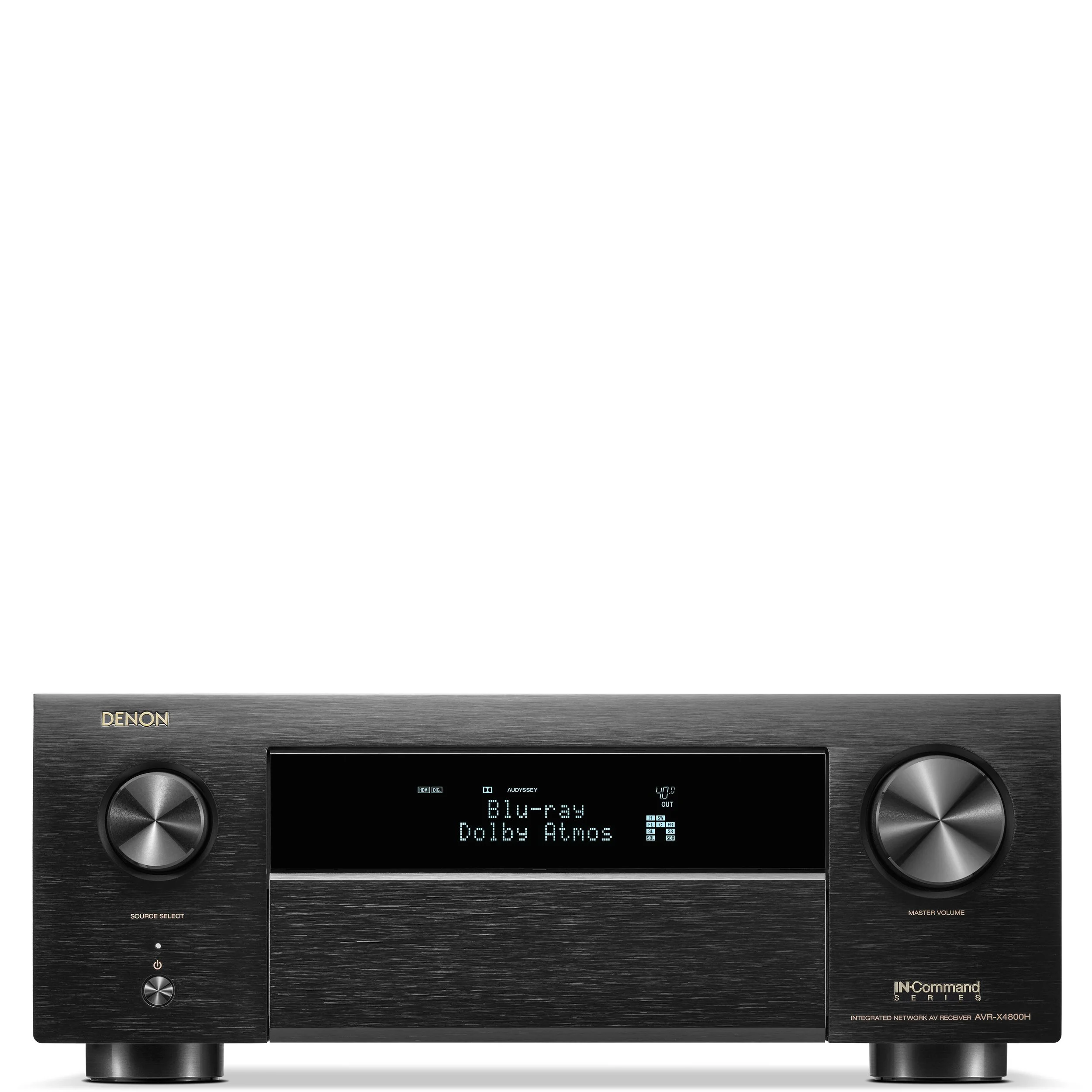 Front view of the Denon AVR-X4800H AV surround receiver.