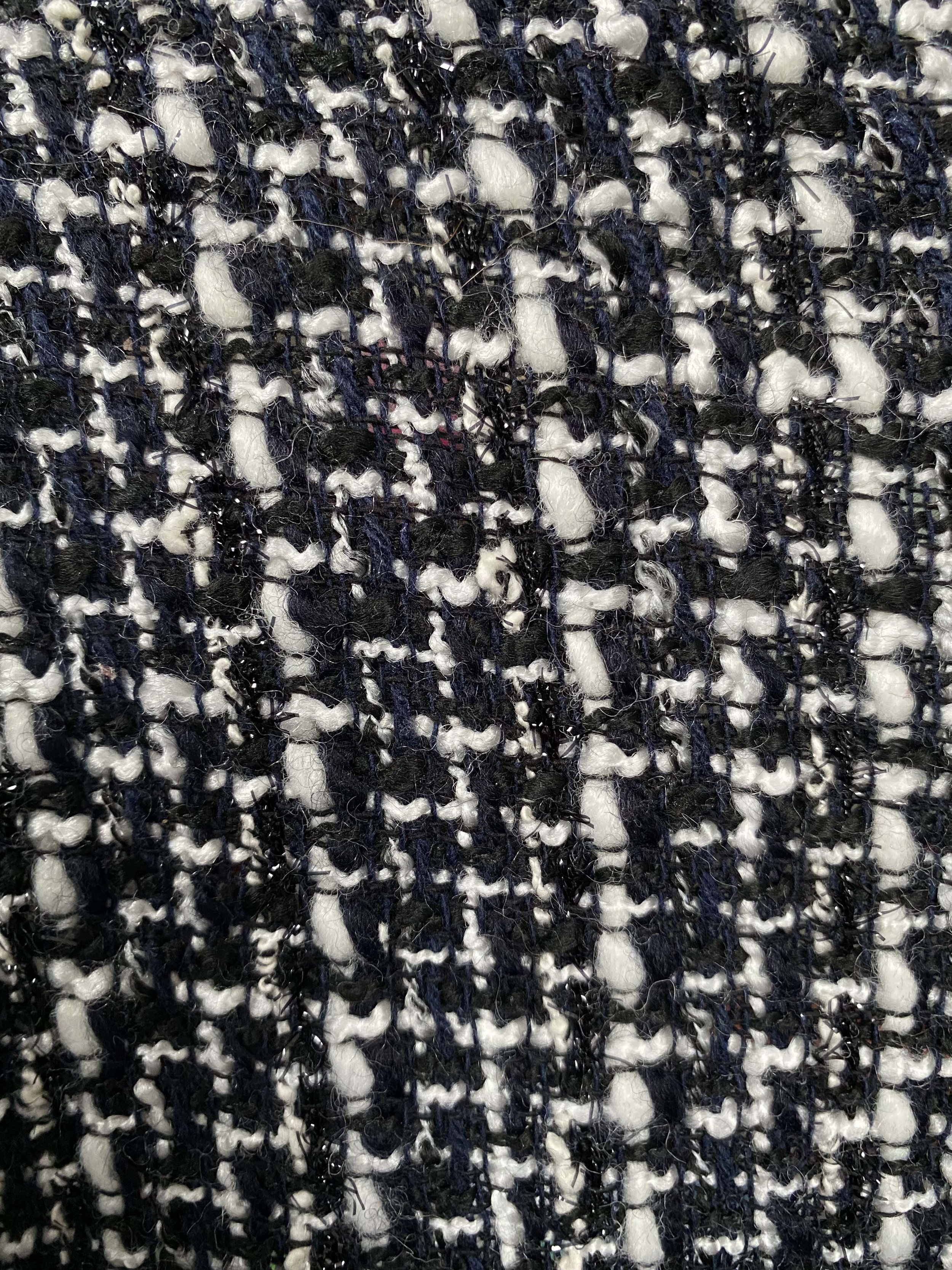 Cotton Blend Dot Lurex Tweed - Black/Silver
