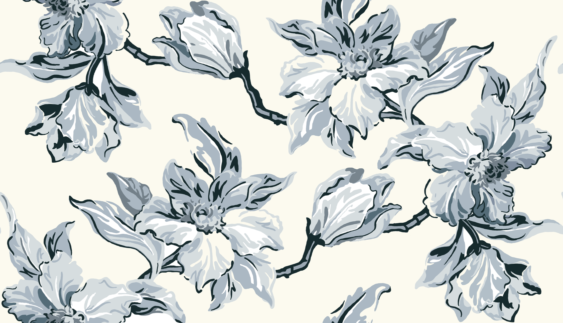 Magnolia French Blue Wallpaper