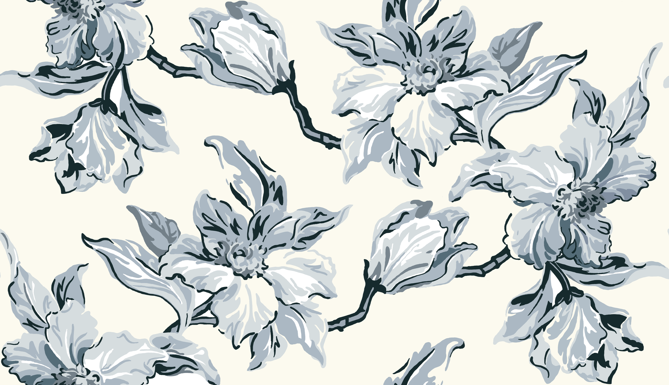 Magnolia French Blue Wallpaper