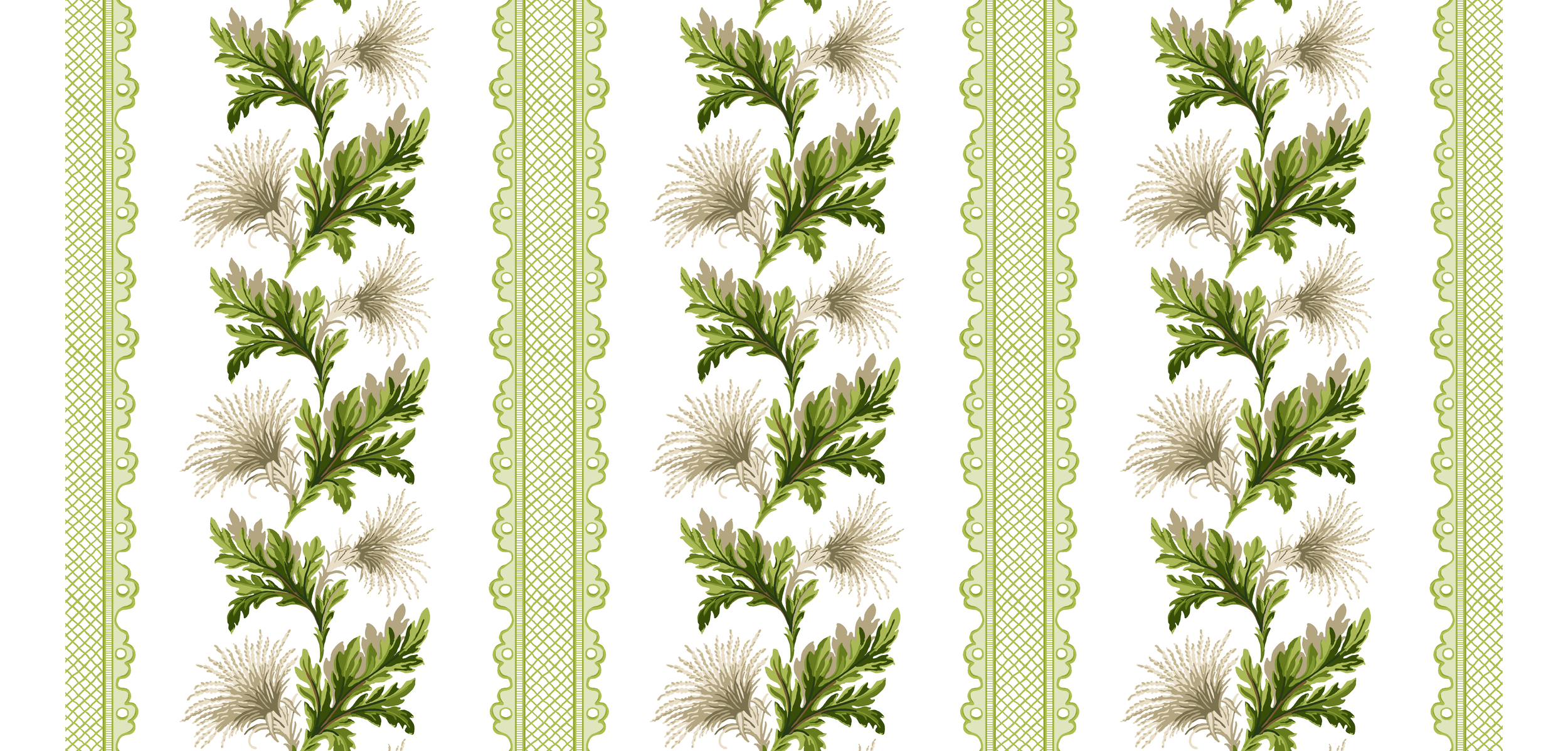 Thistle Stripe White Wallpaper
