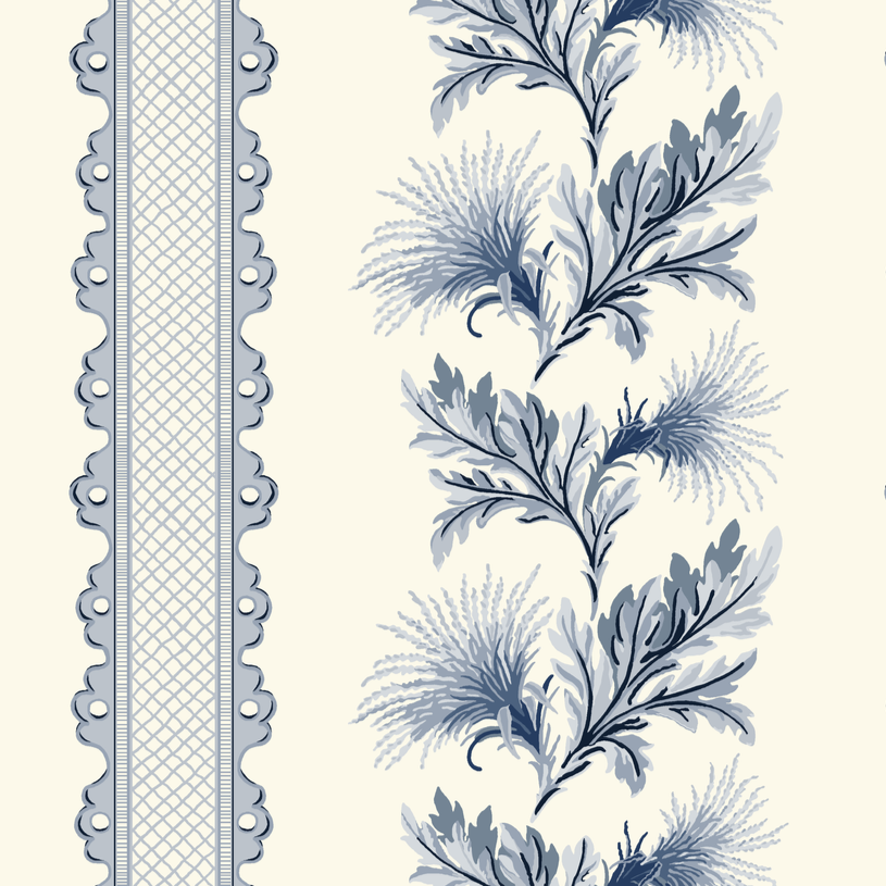 Thistle Stripe French Blue Wallpaper