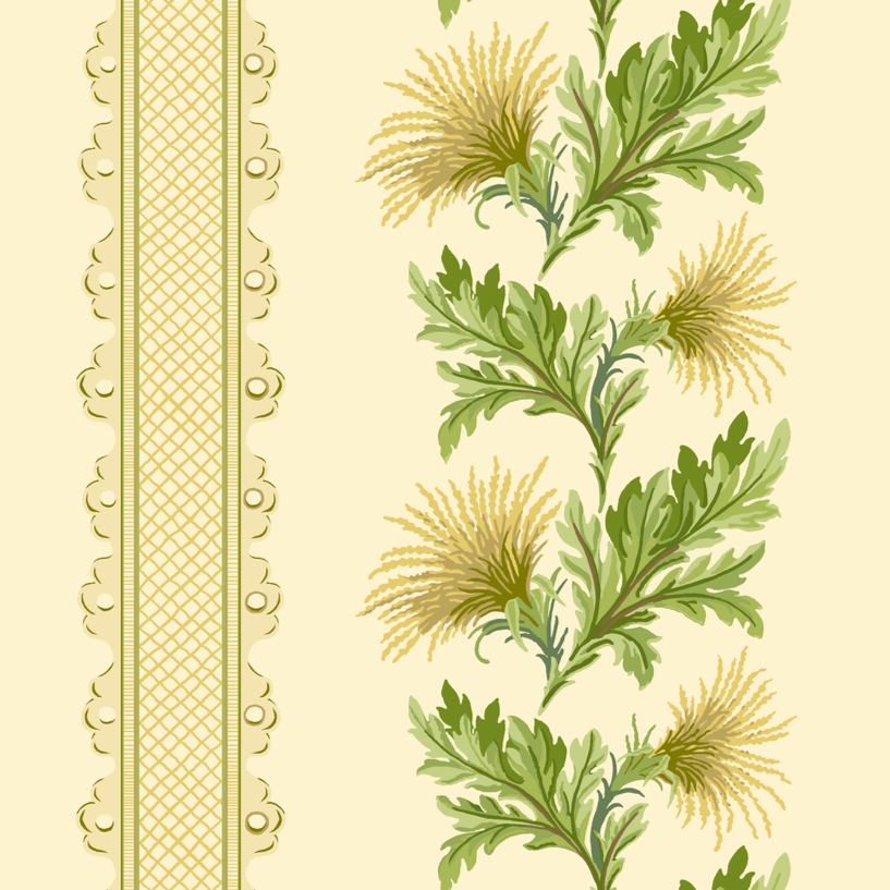 Thistle Stripe Butter Wallpaper