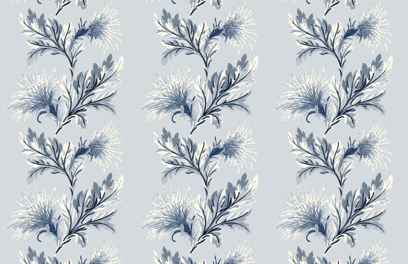 Thistle French Blue Wallpaper