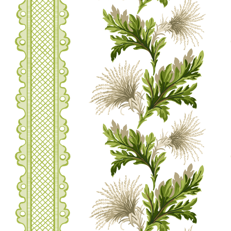 Thistle Stripe White Wallpaper