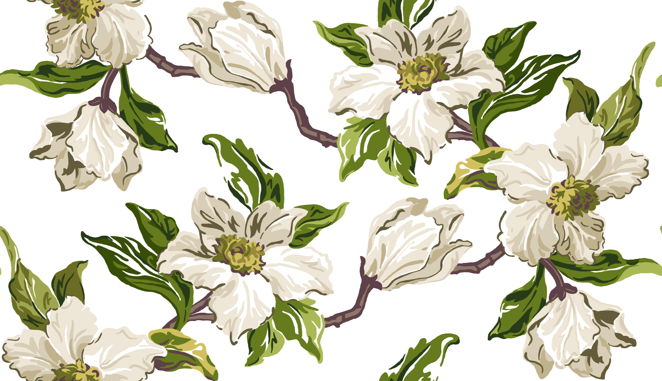 Magnolia White Wallpaper
