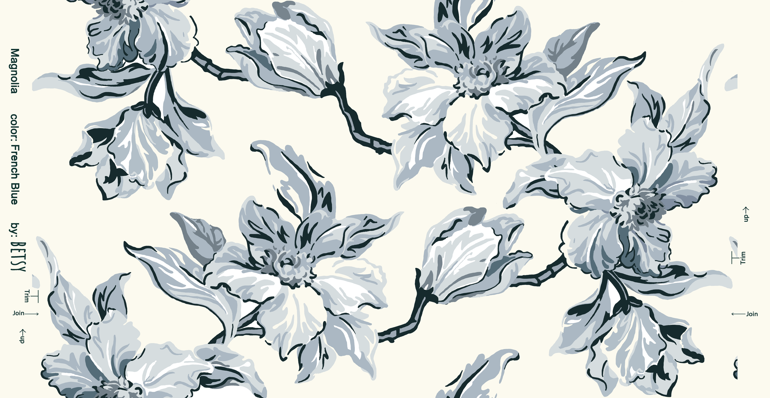 Magnolia French Blue Wallpaper