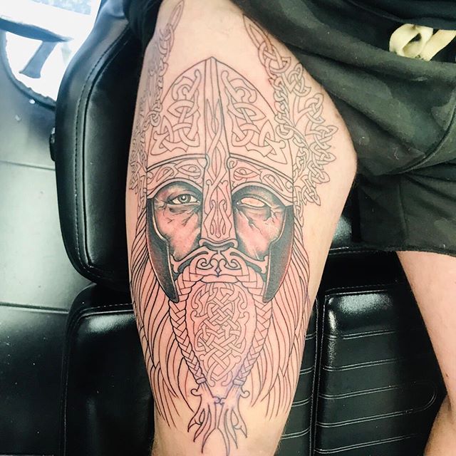 @nikcarville made a great start on this Viking piece! Can&rsquo;t wait to see this one finished ☺️ Email us with your ideas info@Carvilles.co.uk and get booked in!

#thigh #thighpiece #thightattoo #viking #vikingtattoo #inksociety #sleevetattoo #legs