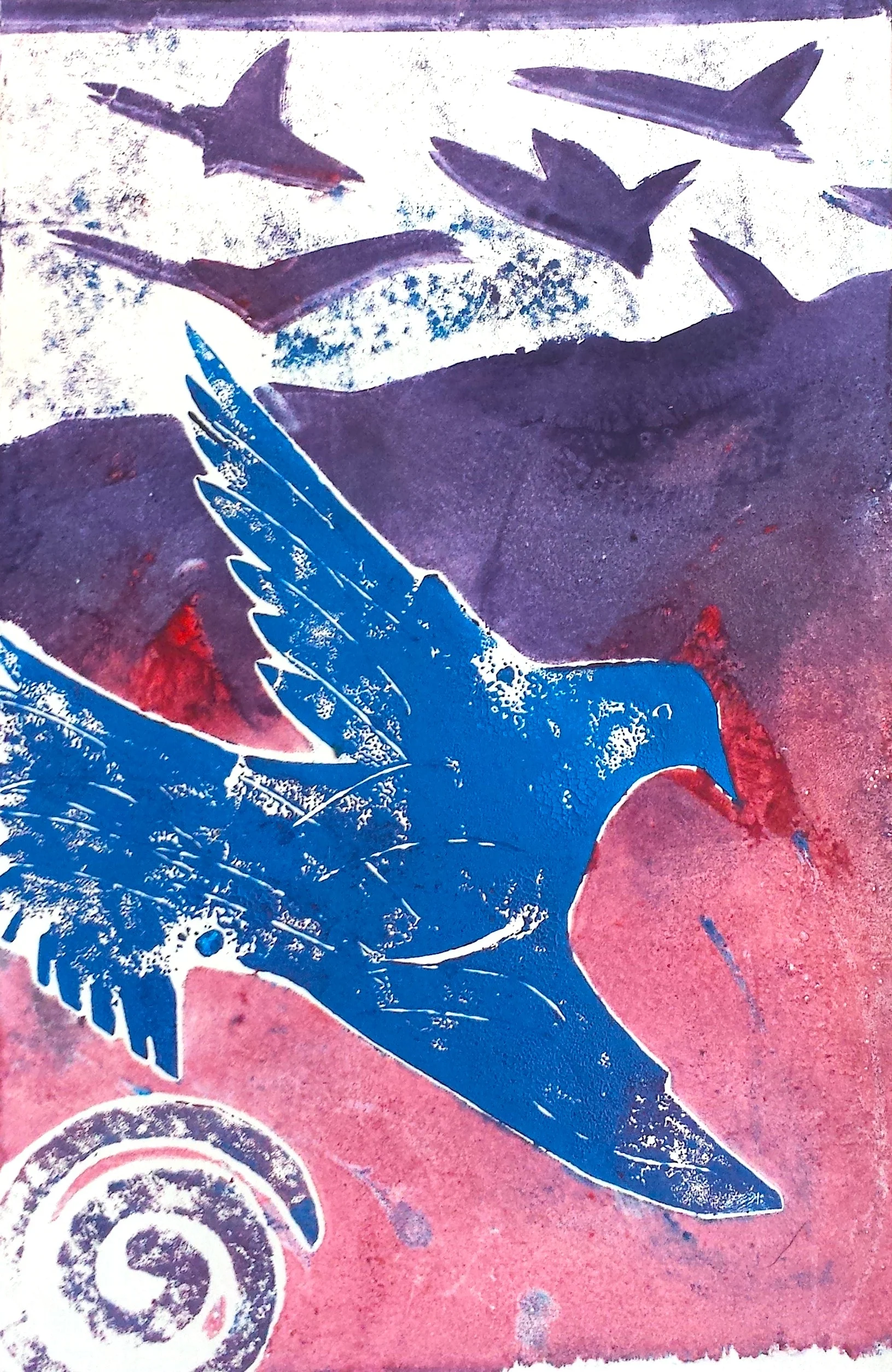 Freefall Gell print Monotype 6 x 9 inches