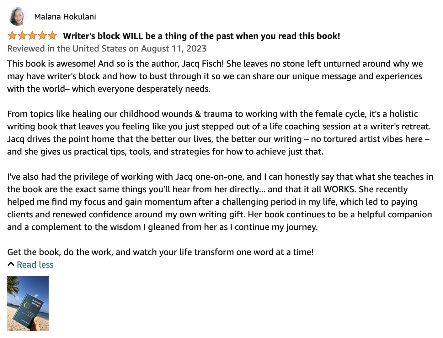 Writer's block will be a thing of the past when you read this book! Review from Malana in Hawaii