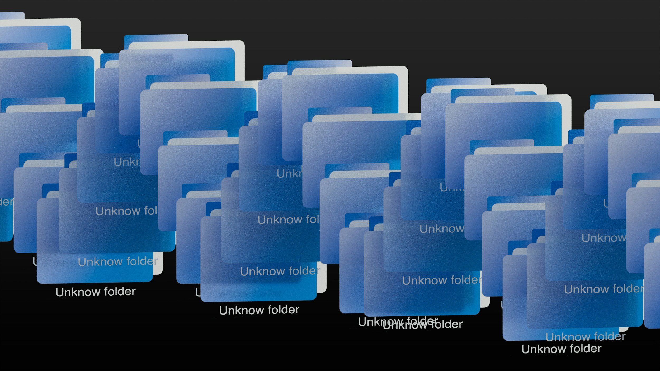 multiple overlapping blue file folders on a computer