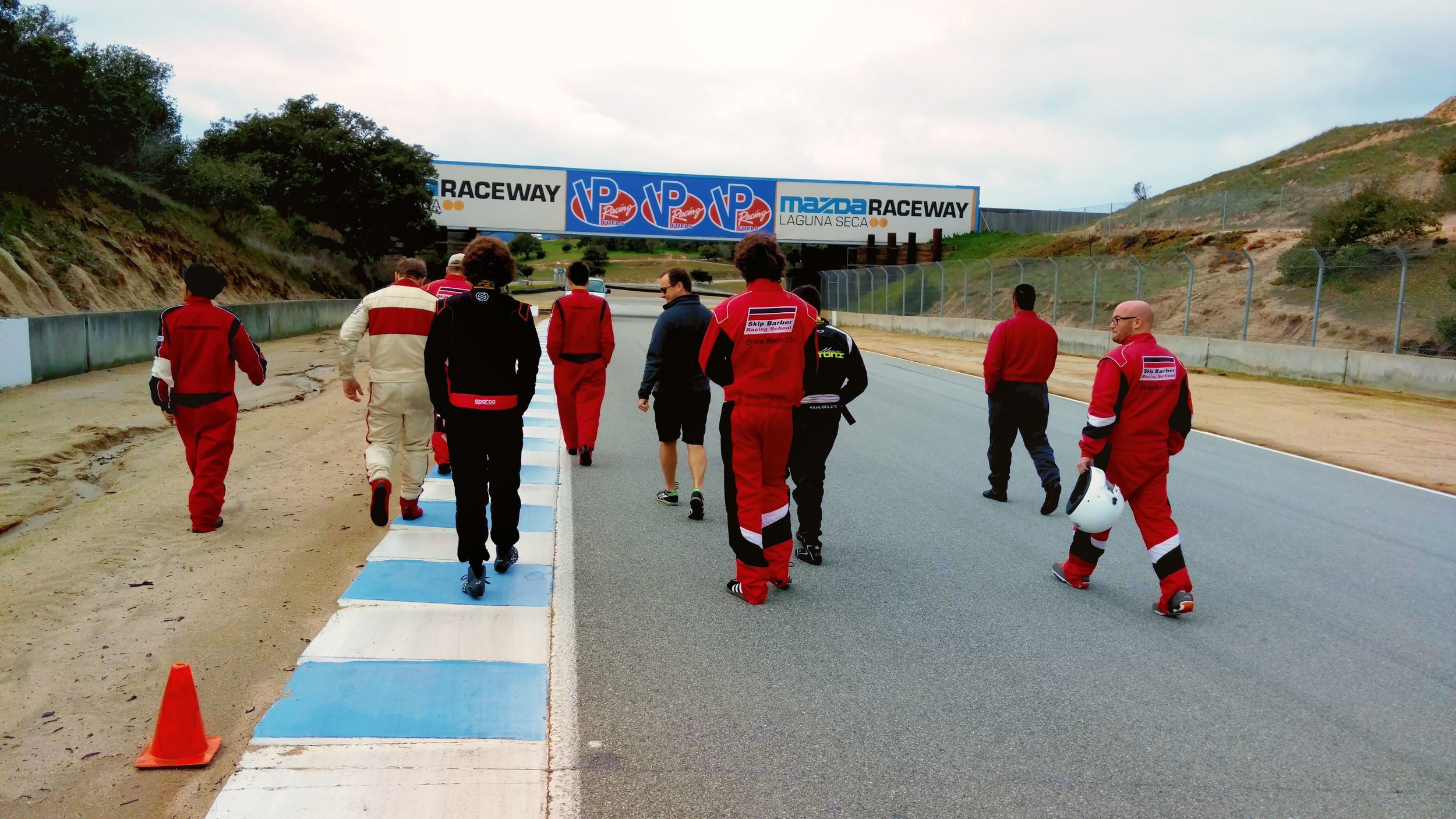 Walking the track to get to know the turns and obstacles