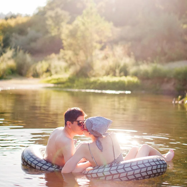 Russian River Inner Tubing Engagement Session San Francisco Wedding