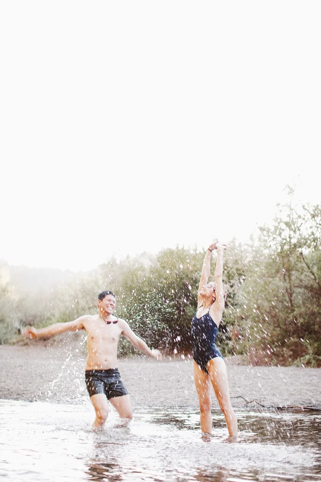 Russian River Inner Tubing Engagement Session San Francisco Wedding