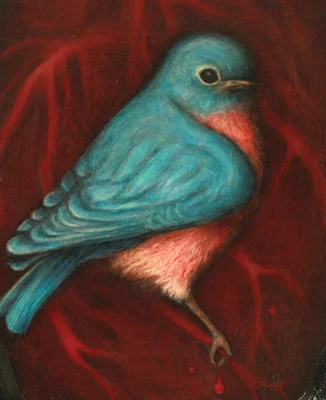 the bluebird in our heart (after baudelaire) acrylic on wood