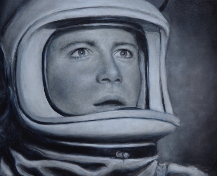 cold hands, warm heart- 8x10" oil on wood. William Shatner approved tribute show, gristle gallery, nyc