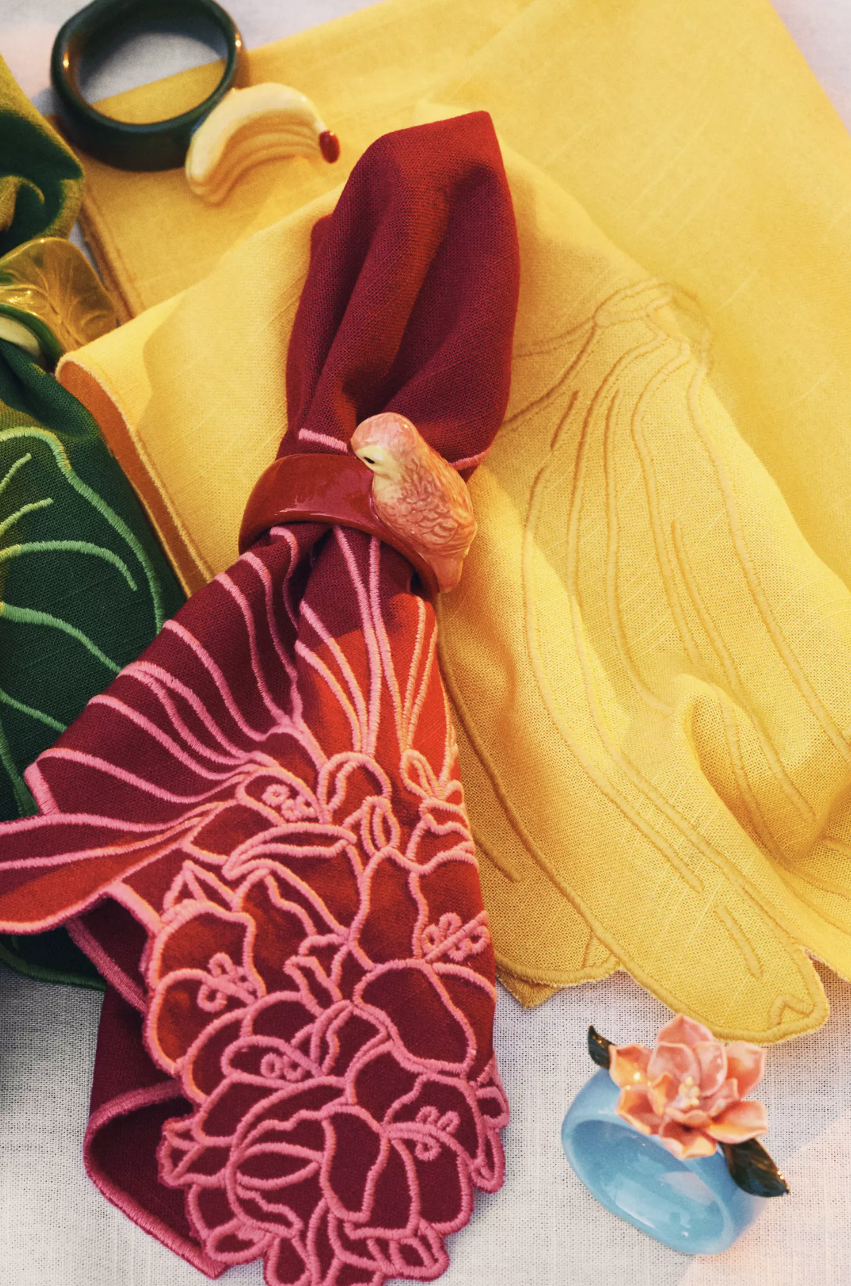 Farm Rio x Anthropologie Napkins & Napkin Rings - Styled Photo