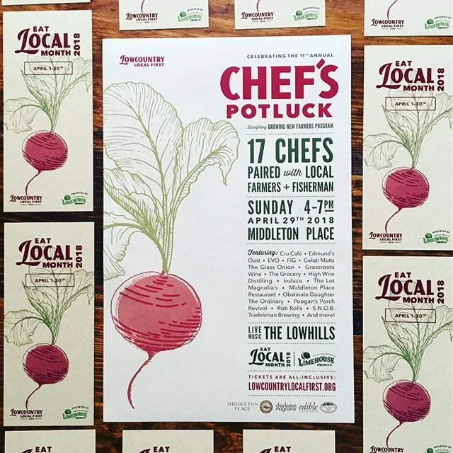 Poster design for the 11th annual @lowcountrylocal Chef&rsquo;s Potluck- one of my favorite events of the year! 👩🏻&zwj;🍳❤️👩🏽&zwj;🌾❤️🎣