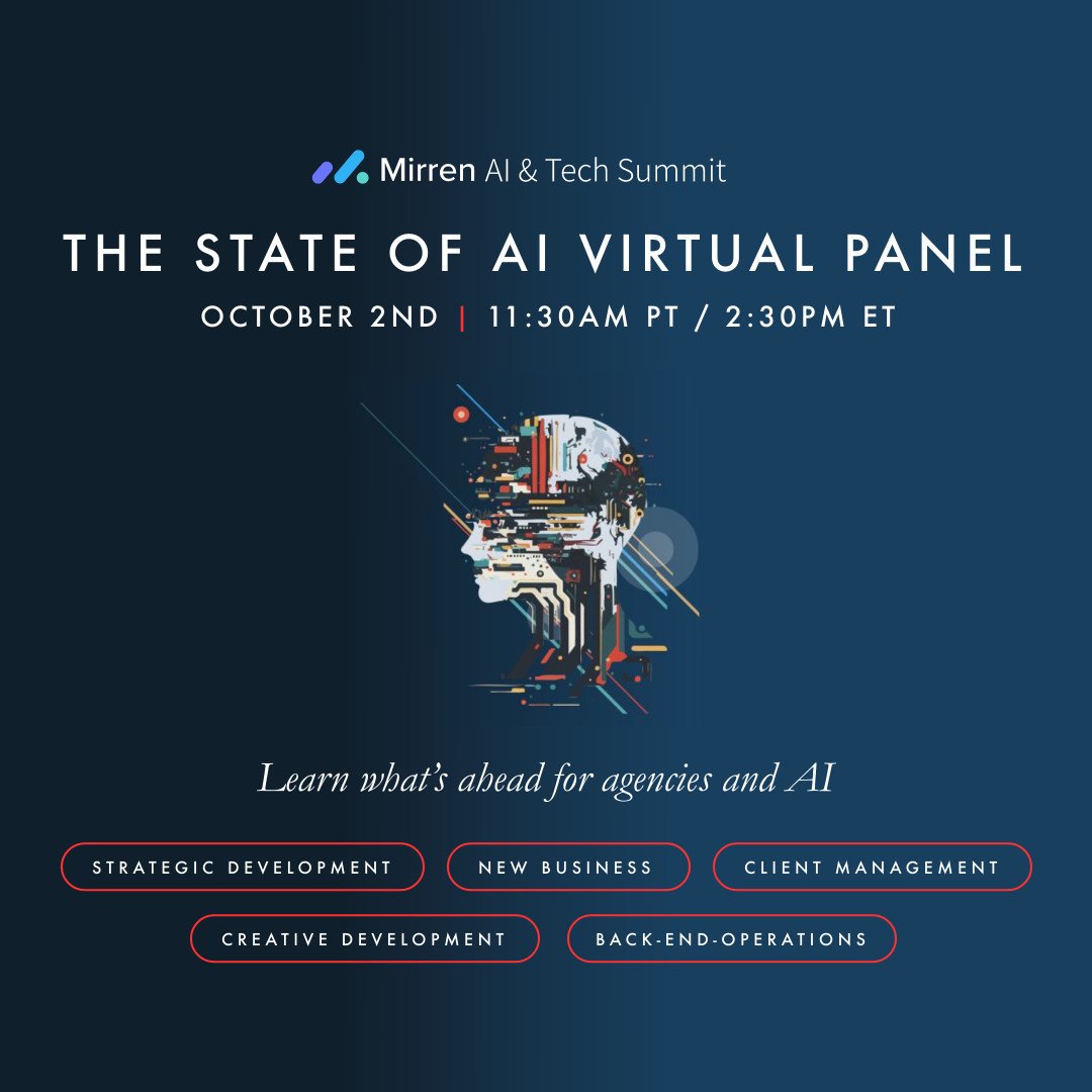 We are excited to share that Julia Gauger, Vice President and Account Director of Gauger + Associates will be speaking on Mirren's AI &amp; Tech Summit virtual panel on October 2nd at 11:30am PT/2:30pm ET.

This pre-conference virtual series leads up