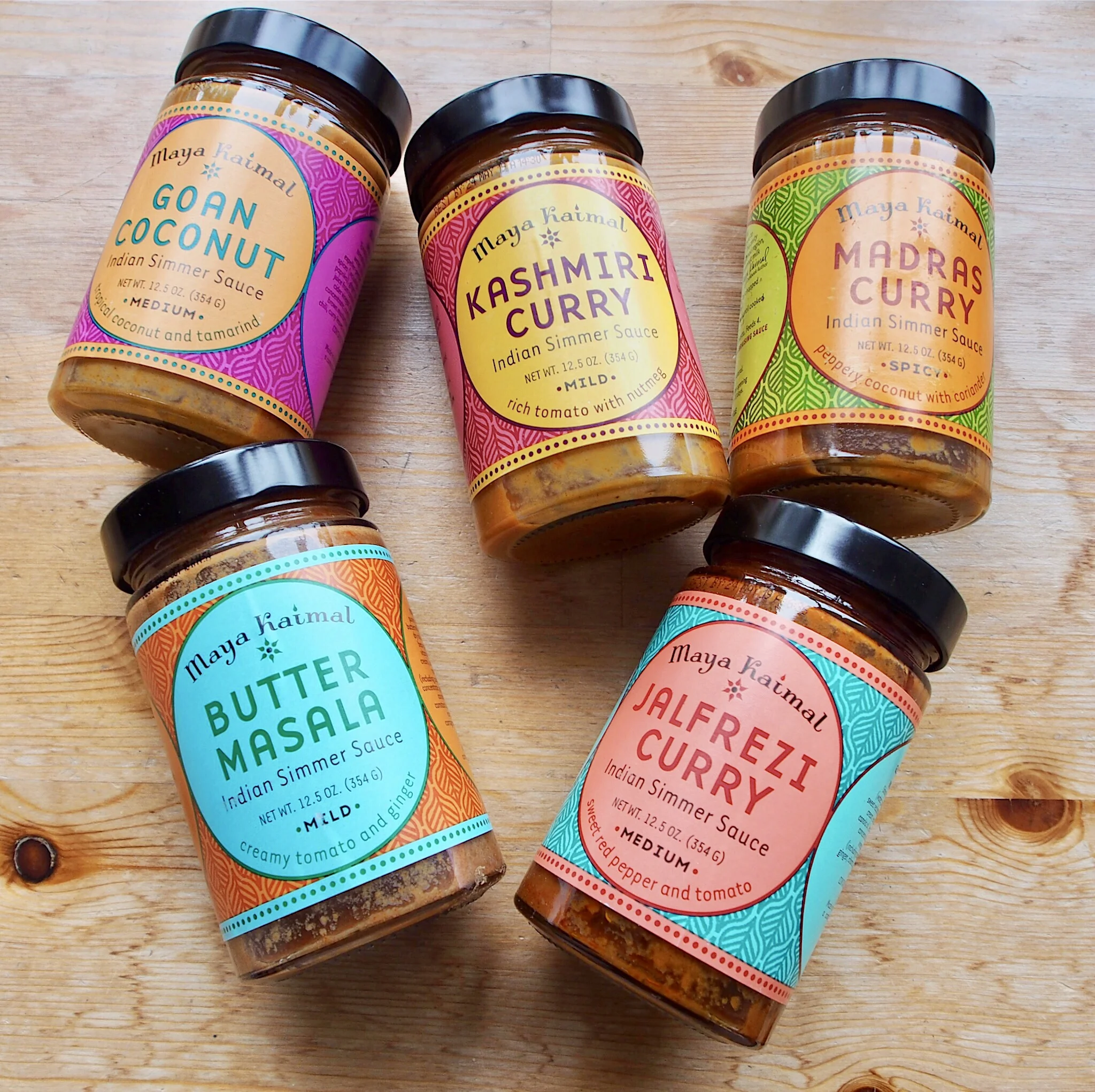 Maya Kaimal's Simmer Sauces come in so many different flavors! I used the chicken tikka masala simmer sauce (not pictured here) to make these easy enchilada recipe!
