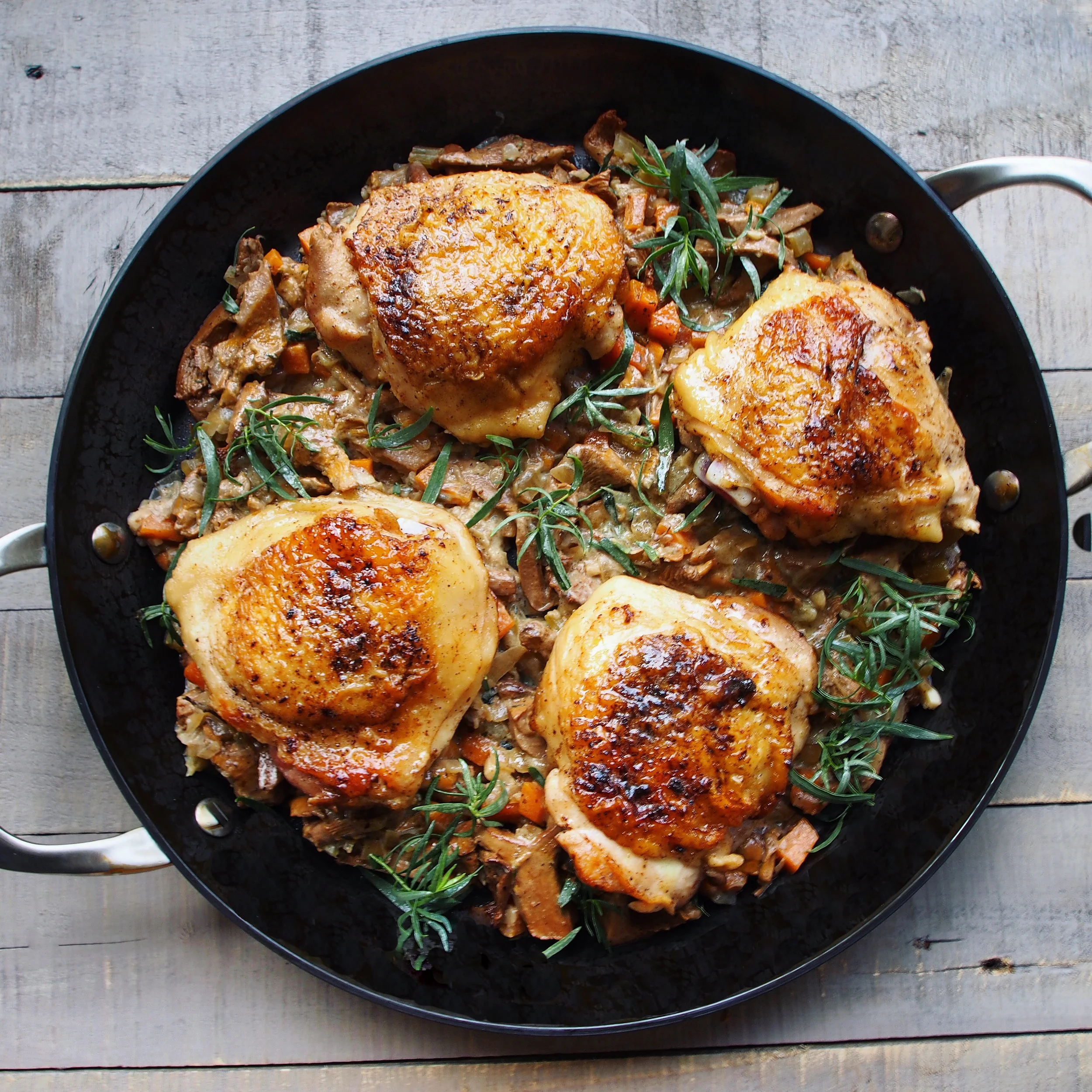 PanSeared Chicken Thighs with Chanterelle Mushrooms — Diet Assassinista