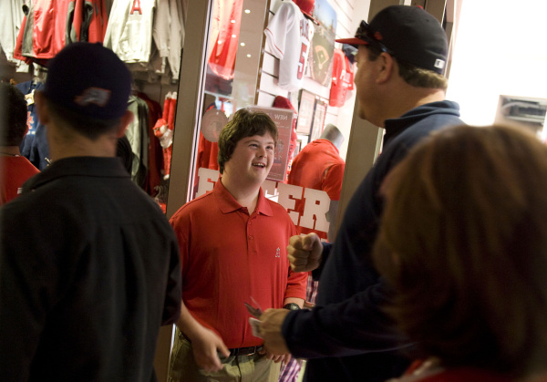 Trevor greeting Angel fans at his first day of work in 2012.