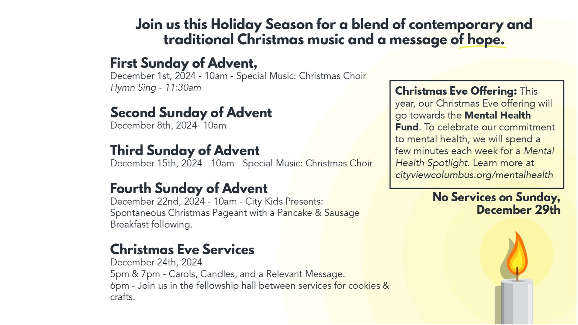 Finding Hope: Advent &amp; Christmas Schedule