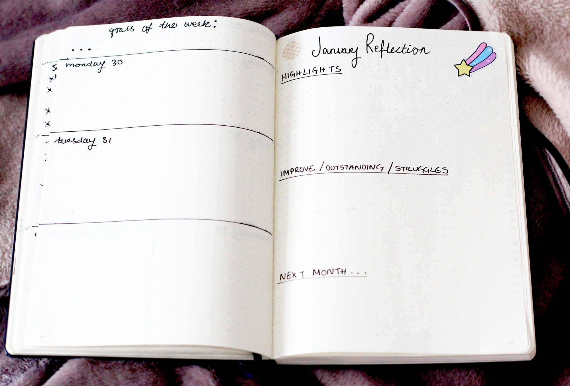 My Bullet Journal Setup + How To Set & Track Goals - Monthly Reflection