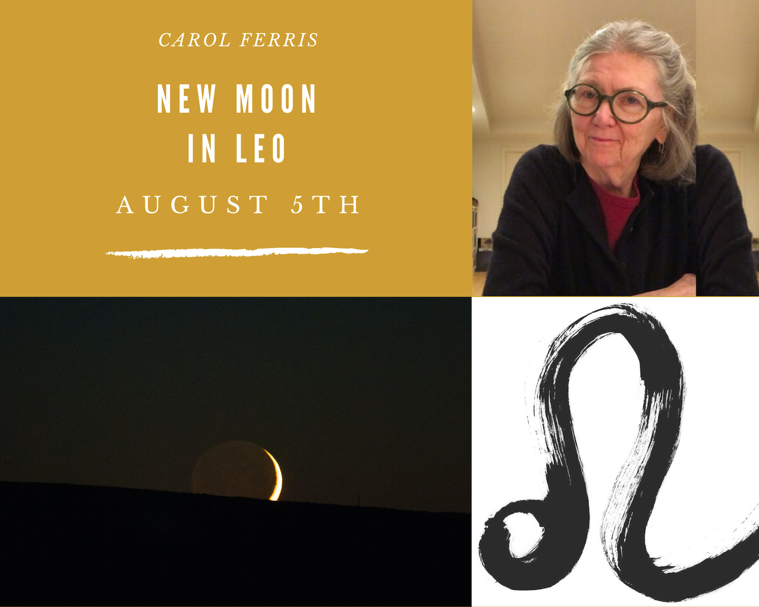 new moon image and glyph for leo