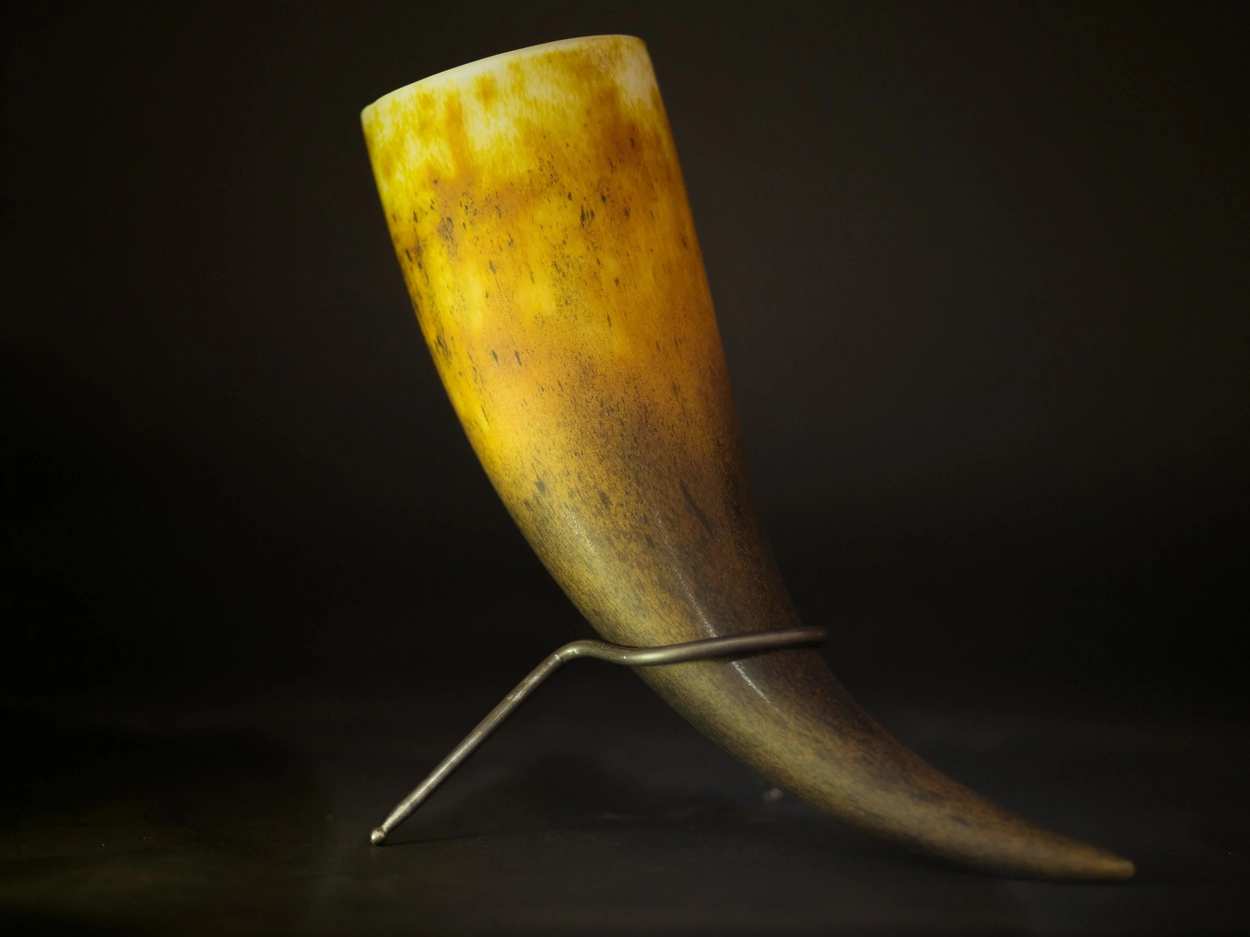 Glass Viking Drinking Horn with Stand 