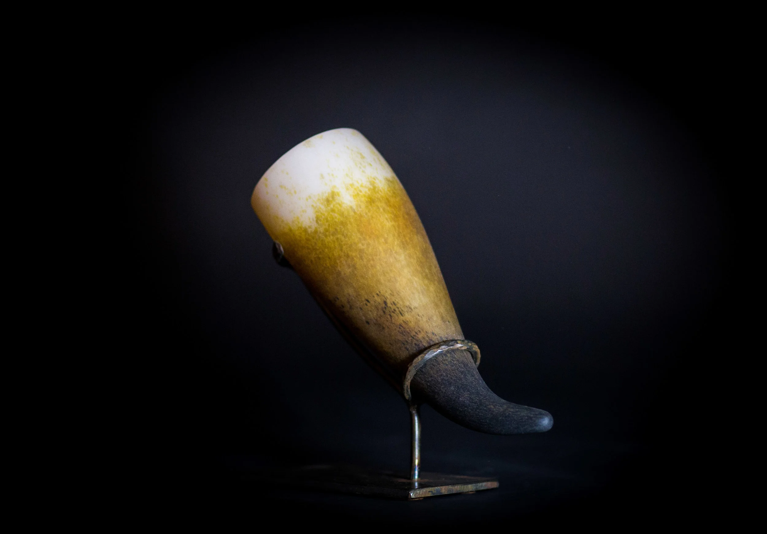 Glass Viking Drinking Horn with Stand