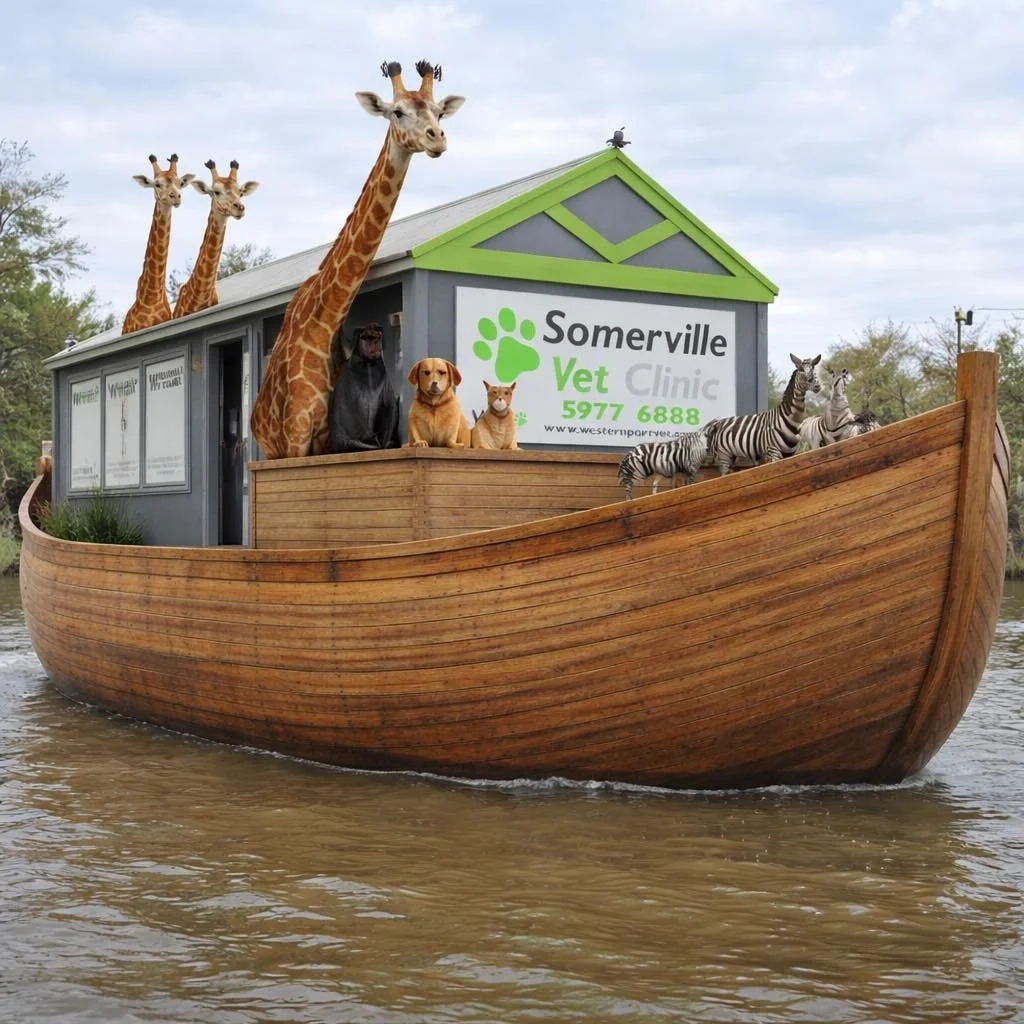 🚨 Breaking News &ndash; Big last-minute change at Somerville Vet Clinic! 🚨

In a surprising twist to our build plans, we&rsquo;ve decided to retain the old clinic&hellip; and convert it into a state-of-the-art Noah&rsquo;s Ark-style facility 🛶🐾

