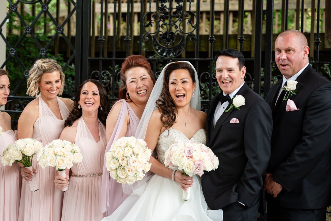 Bridal party and family group portrait at Westmount Country Club.