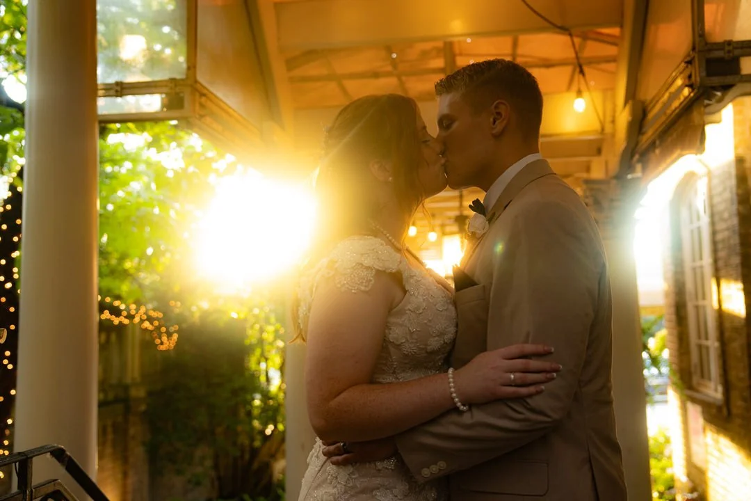 Bride and groom sunset portrait at The Brownstone wedding