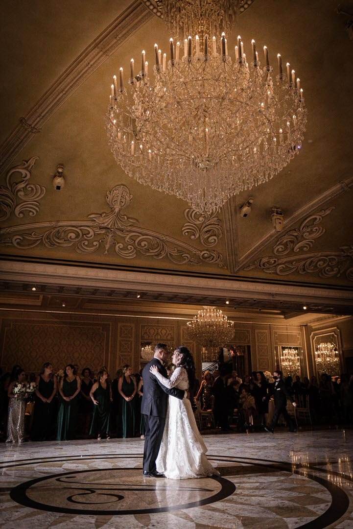 Wedding reception moment in the ballroom at The Venetian wedding venue in Garfield, NJ.
