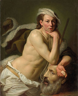 Self portrait as David with the head of Goliath by Johann Zoffany, 1756
