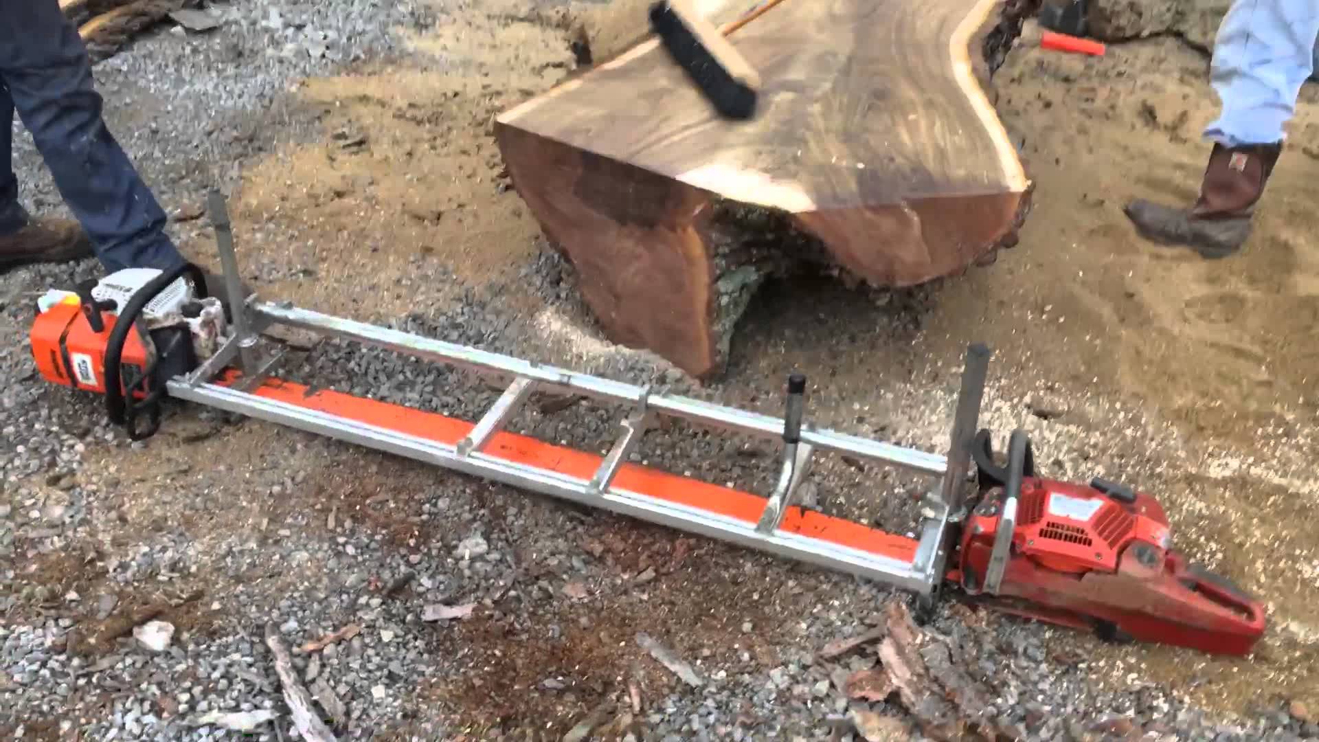 For milling extremely large logs, an Alaskan saw mill with dual chainsaws may be the only option.