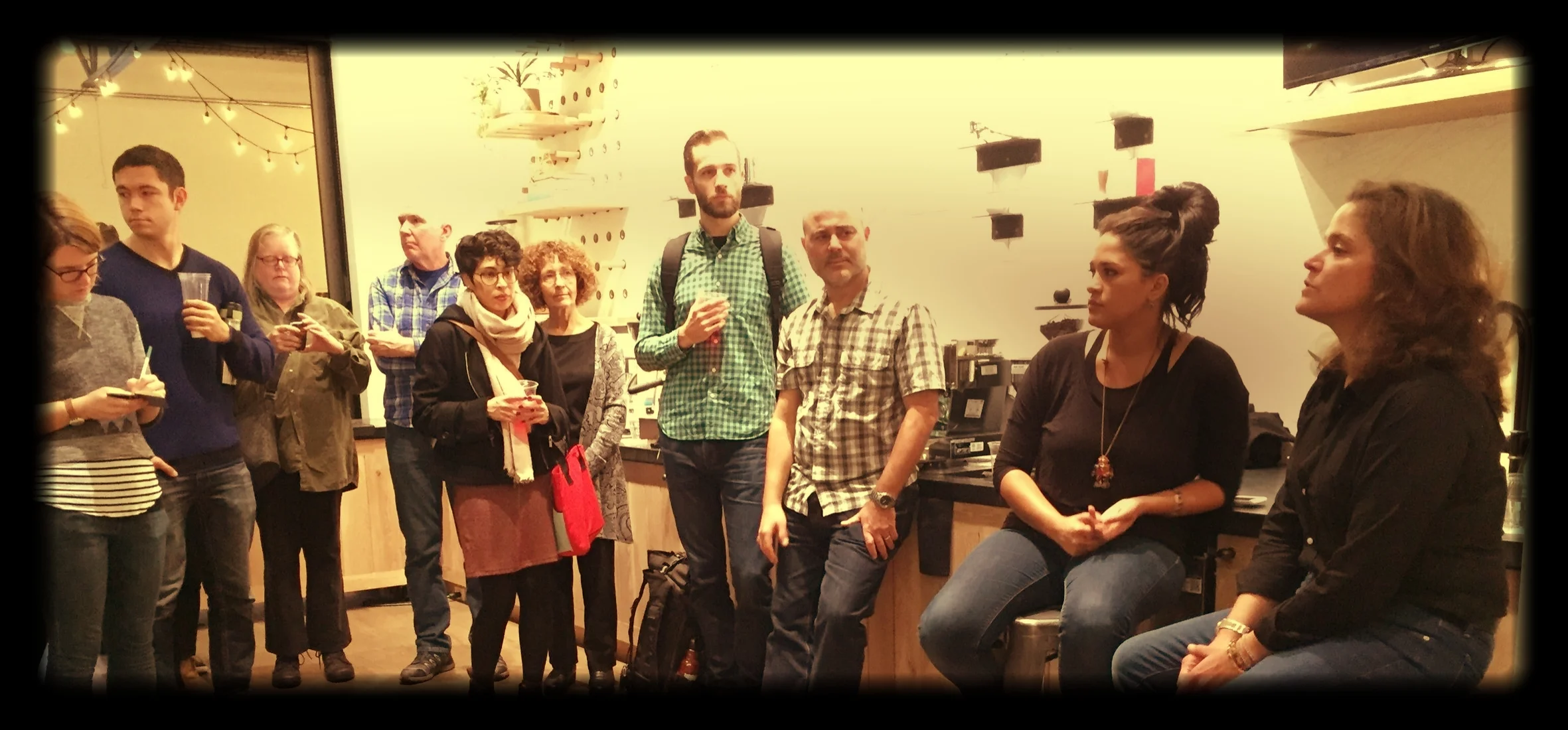 Talking coffee, with producer Aida Battle and Panther Coffee's founder Leticia Ramos-Pollock . 