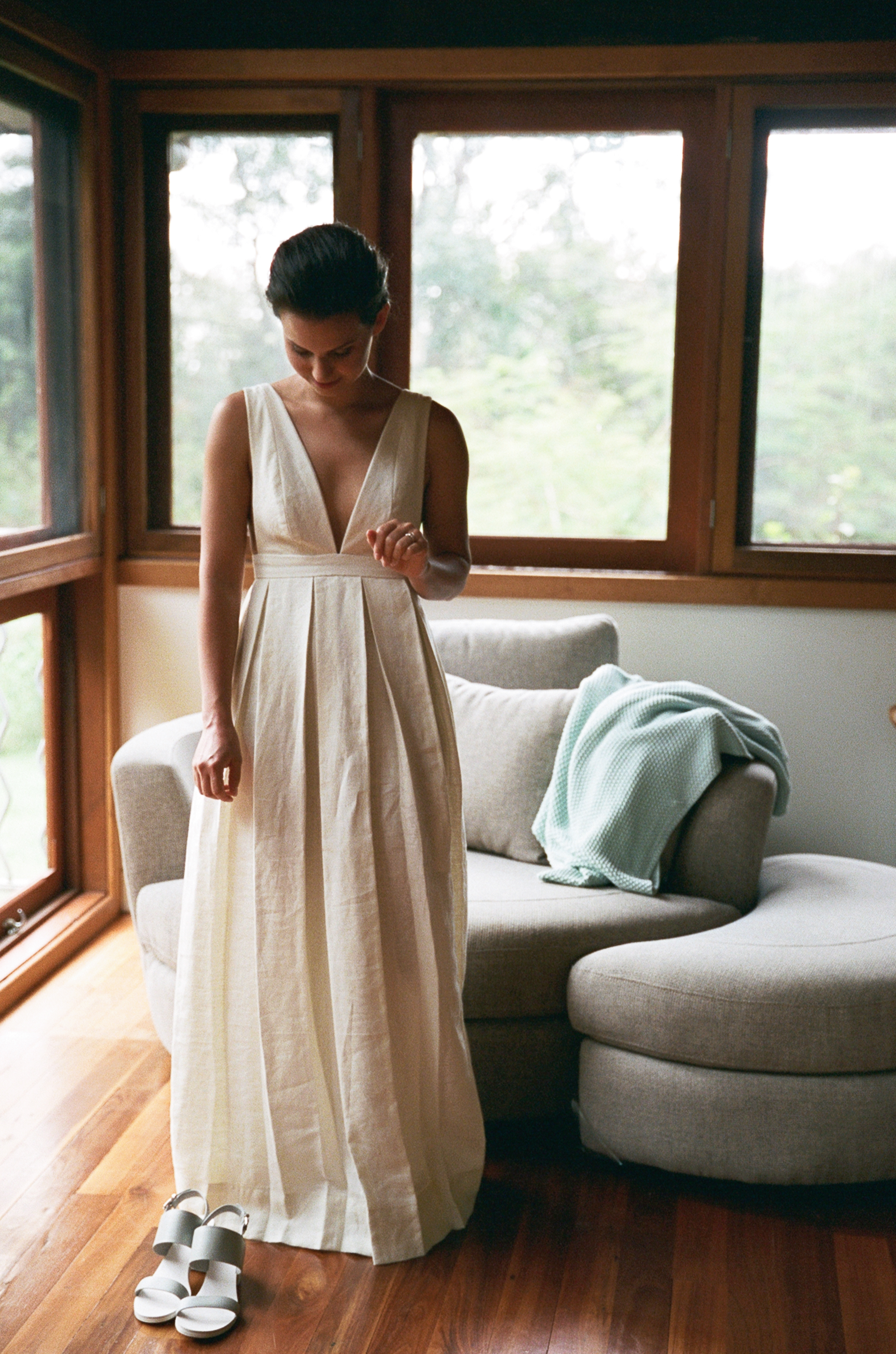 linen wedding gown