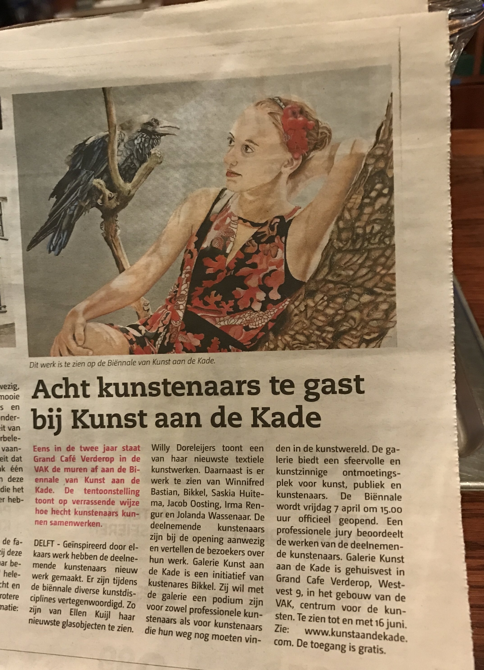 Article about the Biennale Kunst aan de Kade, newspaper "Delftse Post"