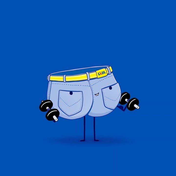 Sweatpants / Energetic butt

Another character for Lidl / Fantastic. 
#illustration #characterdesign #characterart #characterillustration #characteranimation #digitalart #animation #weights #weightlifting #workout #butt #jeans #bum #sweatpants