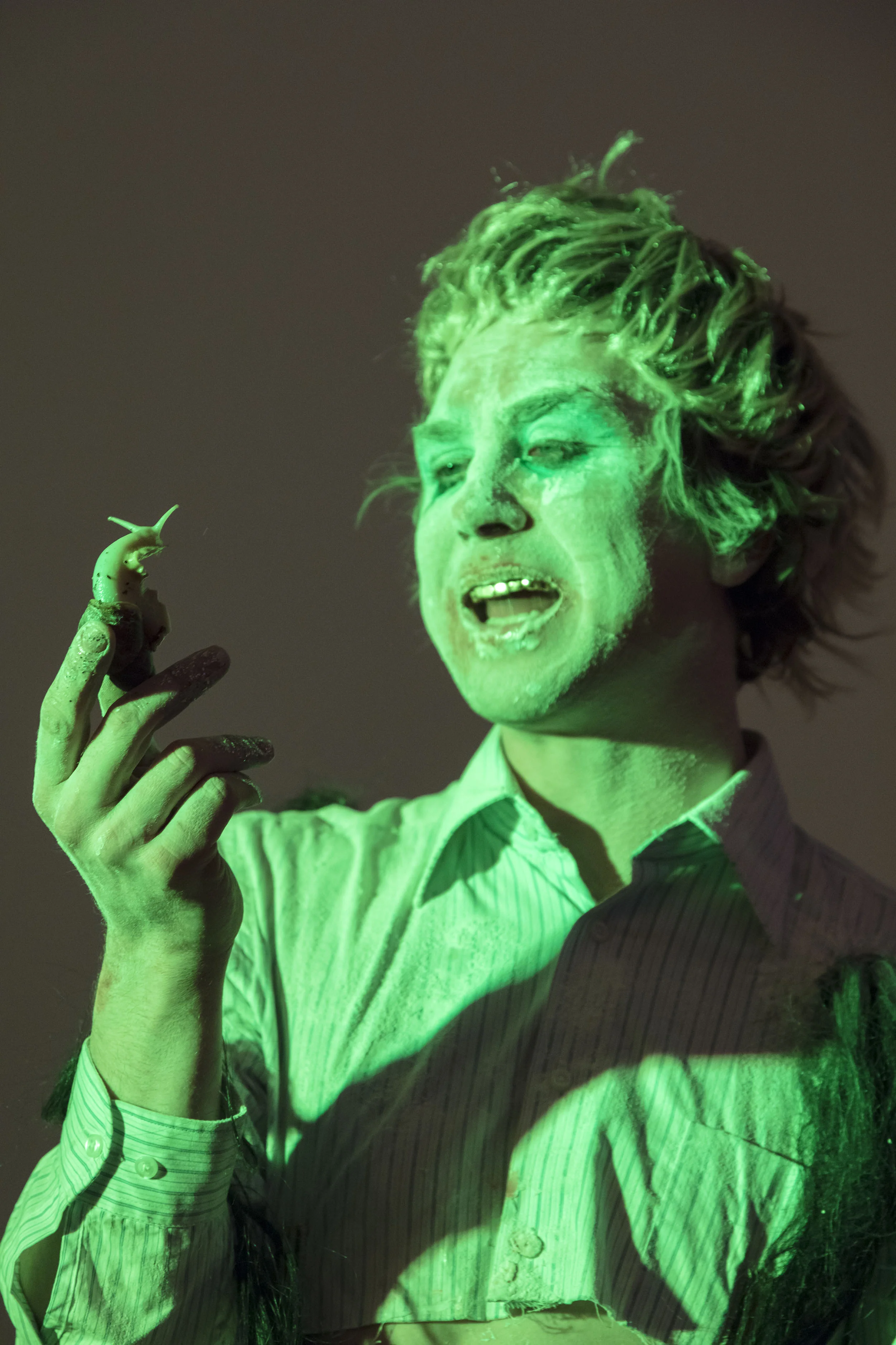 Lars Eidinger performing at the opening of John Bock’s exhibition at Berlinische Galerie, Berlin, 2017