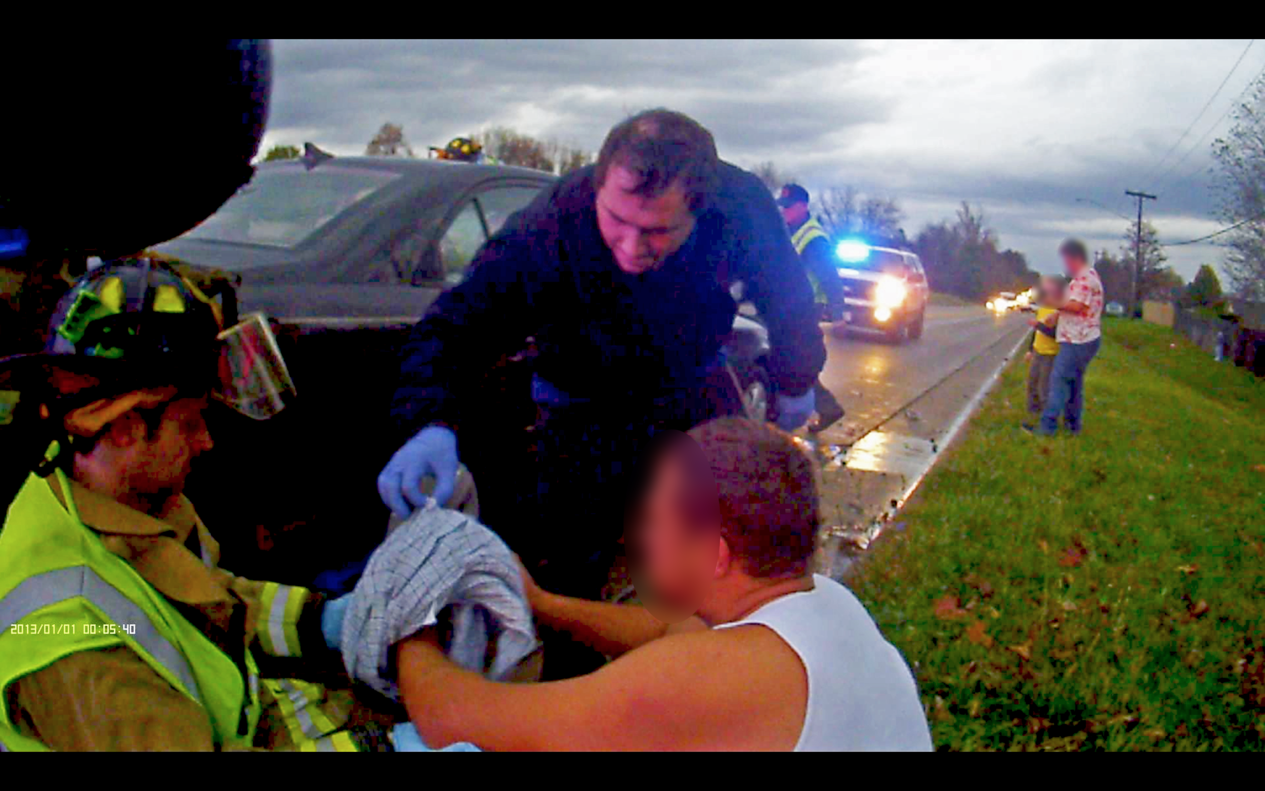  On 10 March 2016, ESFD responded to a two-car motor vehicle accident at Hartman Lane and Richland Prairie. Pictured is Lieutenant / Paramedic Lombardo assisting MedStar with patient care. 