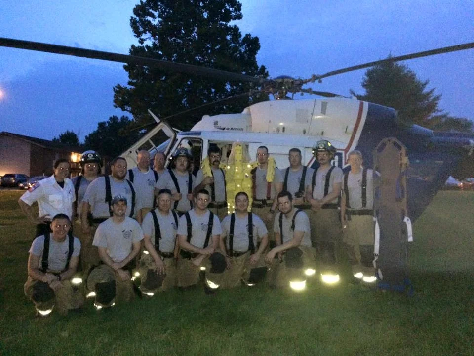 On 6 July 2015, ESFD members established a landing zone behind the B Street Engine House and landed a helicopter and crew from ARCH Air Medical Services. ARCH is the primary provider of rapid air evacuation in St Clair County, and regular joint trainings ensure our agencies can seamlessly work together.