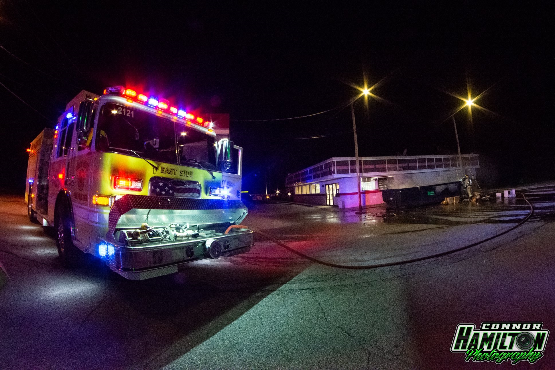  On 05/26/2019, East Side Fire responded for a dumpster fire. The fire was quickly knocked down preventing the fire from spreading to the nearby structure.  