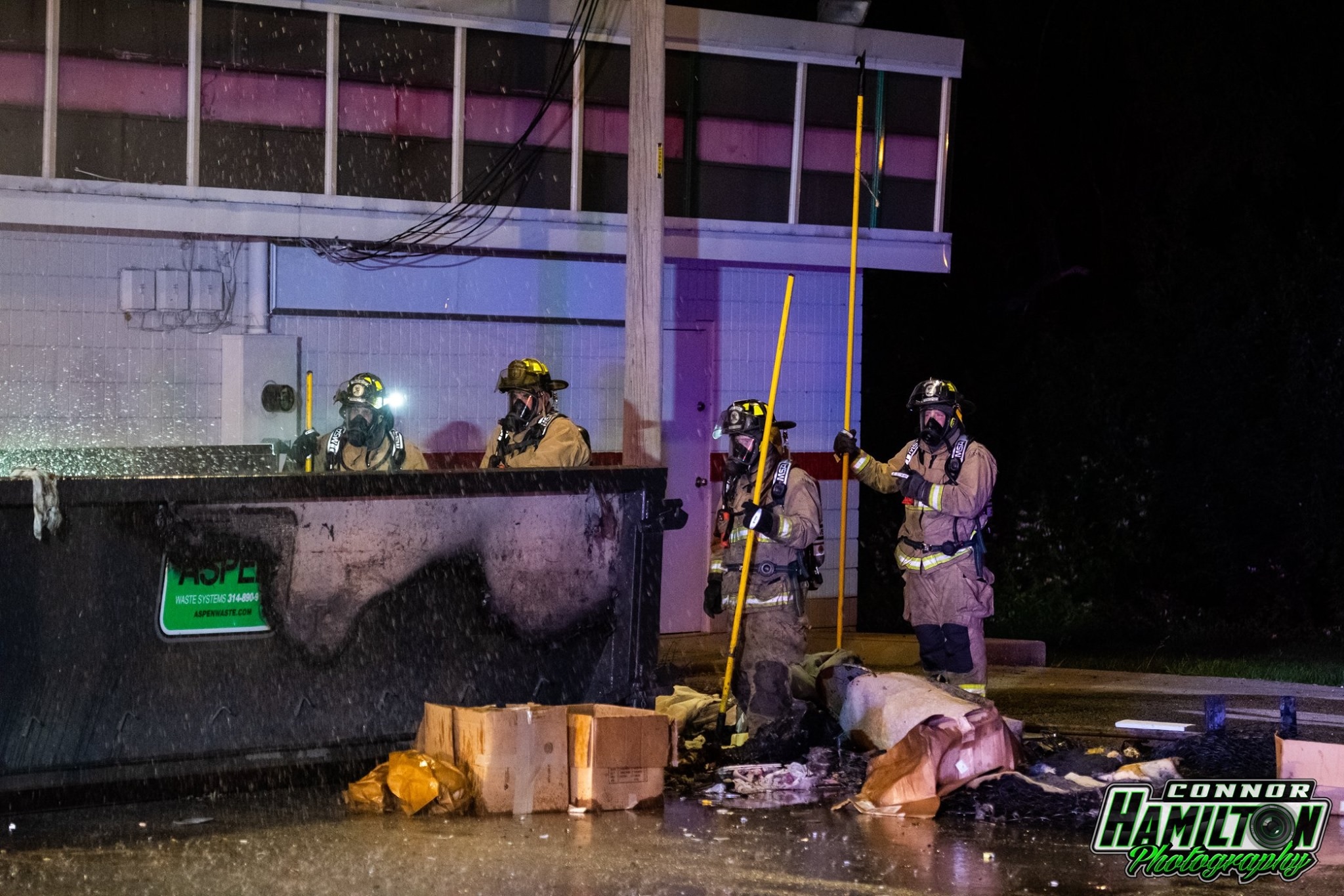  On 05/26/2019, East Side Fire responded for a dumpster fire. The fire was quickly knocked down preventing the fire from spreading to the nearby structure. 